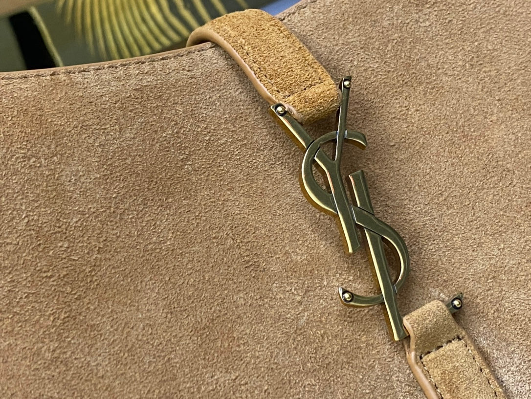 Saint Laurent Le 5 à 7 Suede Hobo Bag - Tan