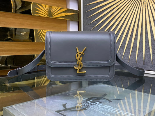 Saint Laurent Solferino Small Satchel in Box Saint Laurent Leather - Grey
