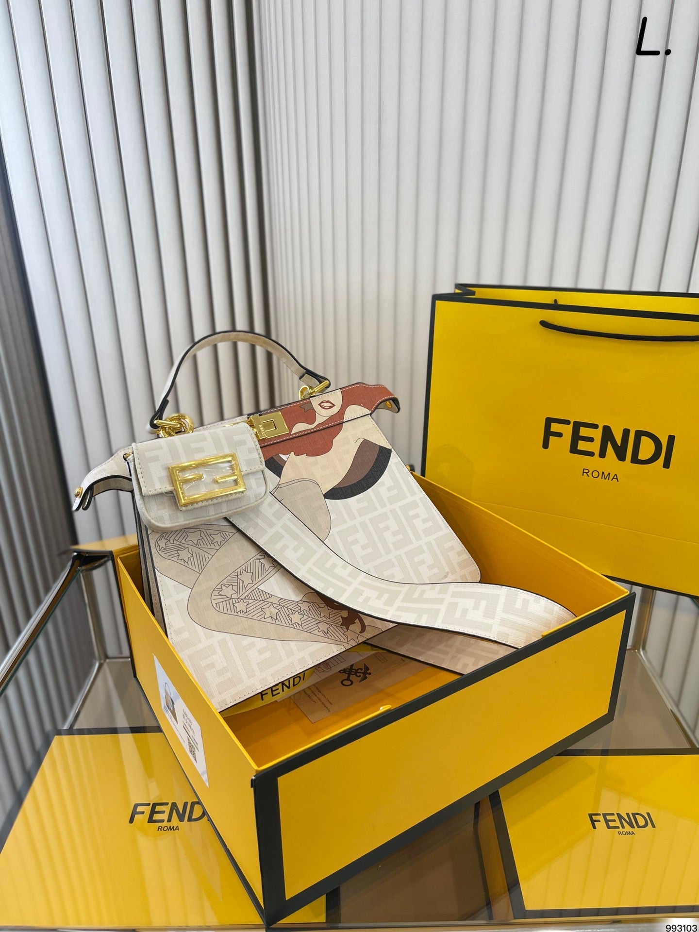 Fendi Monogram Peekaboo ISeeU Handbag Set with Mini Bag and Folding Box