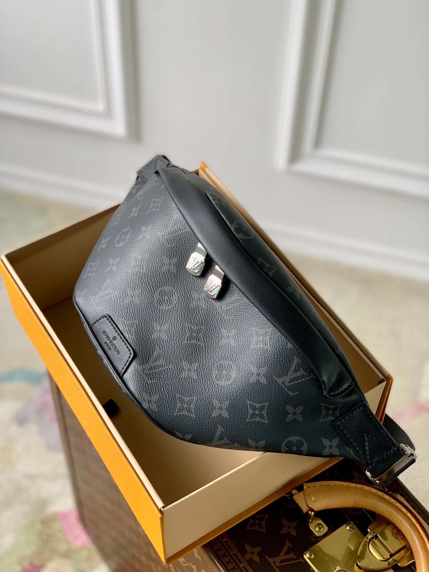 Louis Vuitton Grey Monogram Pattern Canvas Waist Fanny Pack Adjustable Belt Bag