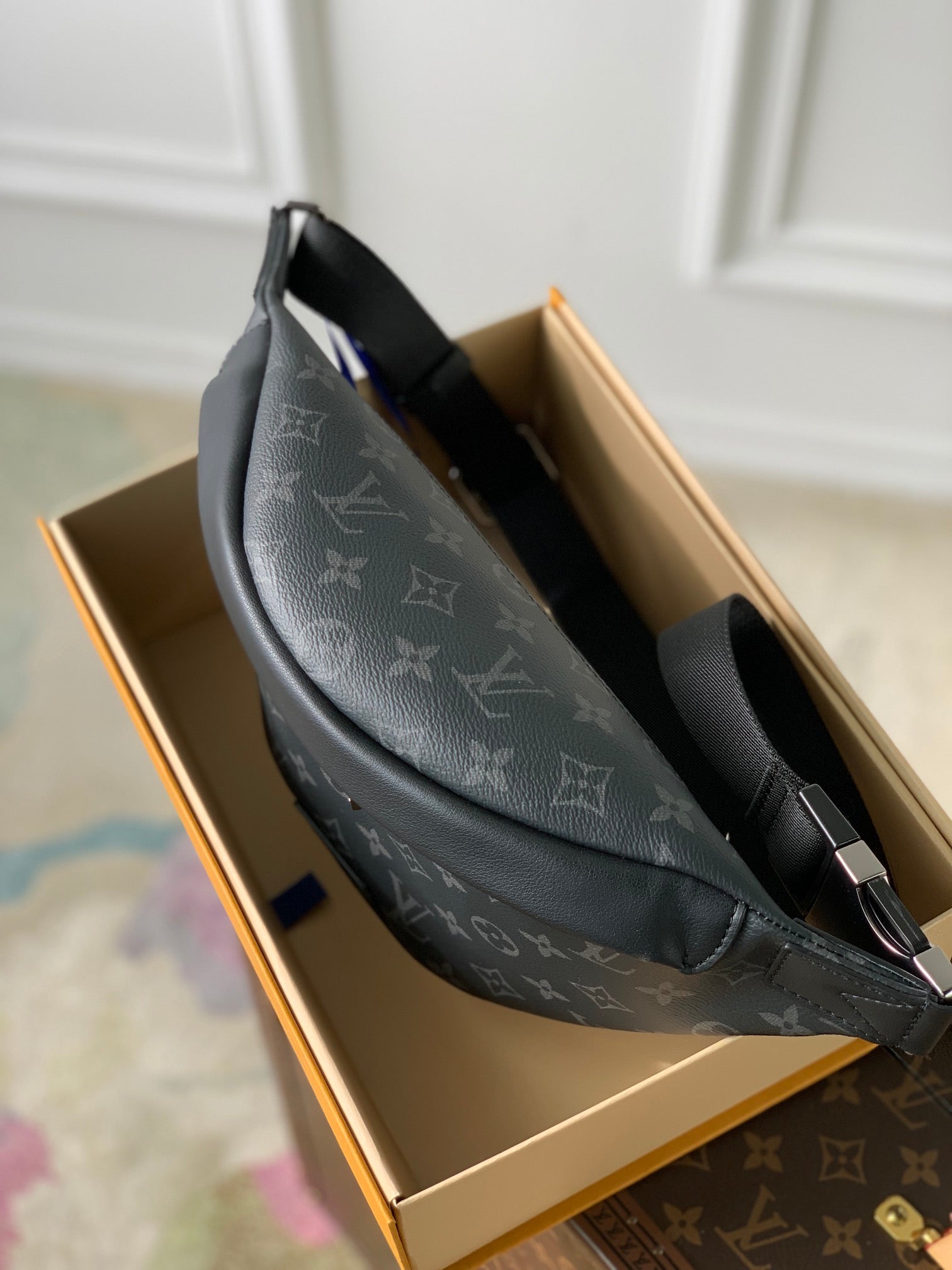 Louis Vuitton Grey Monogram Pattern Canvas Waist Fanny Pack Adjustable Belt Bag