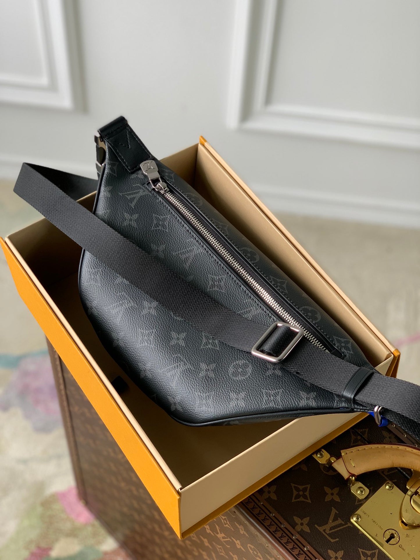 Louis Vuitton Grey Monogram Pattern Canvas Waist Fanny Pack Adjustable Belt Bag