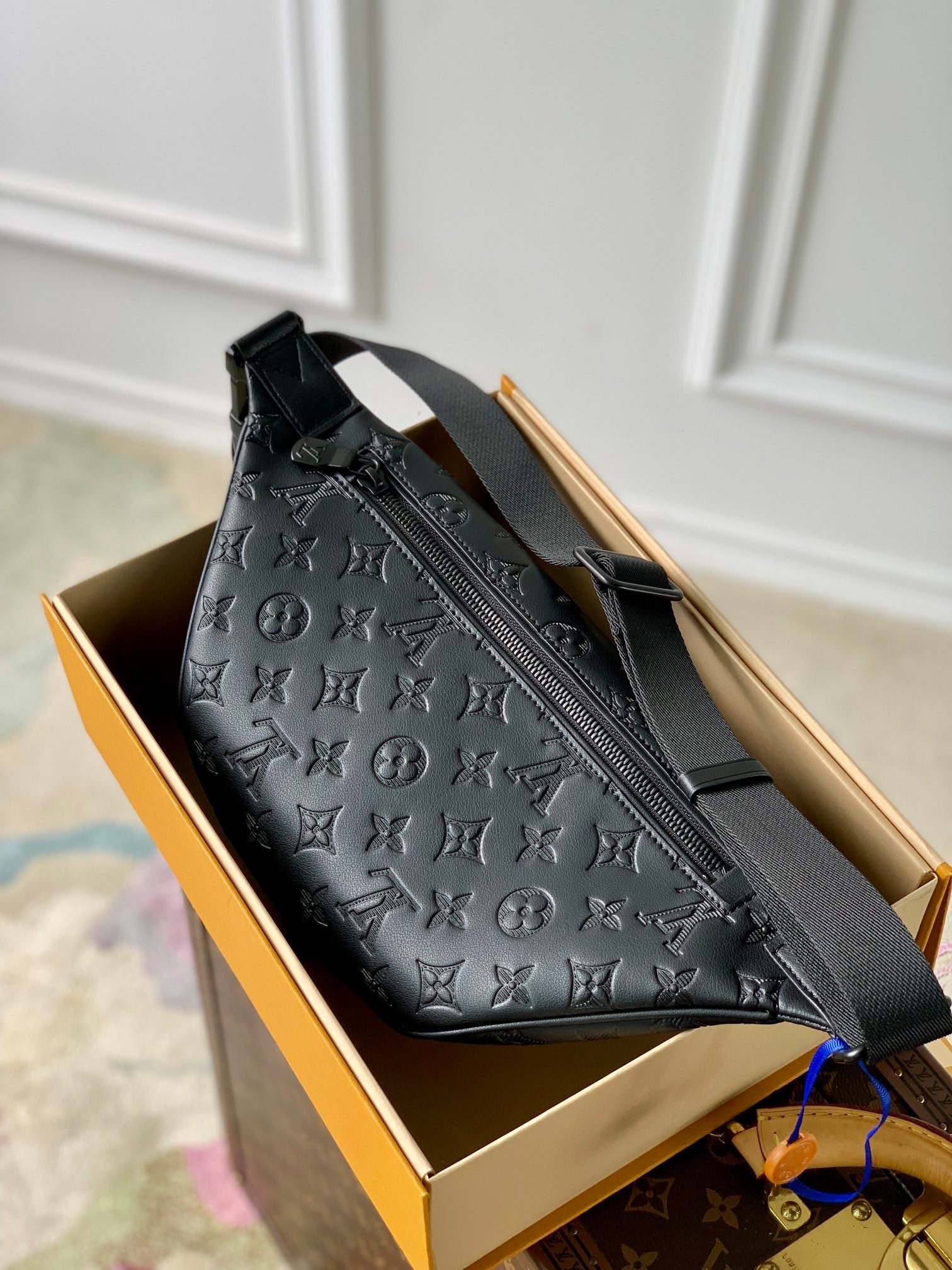 Louis Vuitton Black Embossed Monogram Leather Fanny Pack Waist Bag