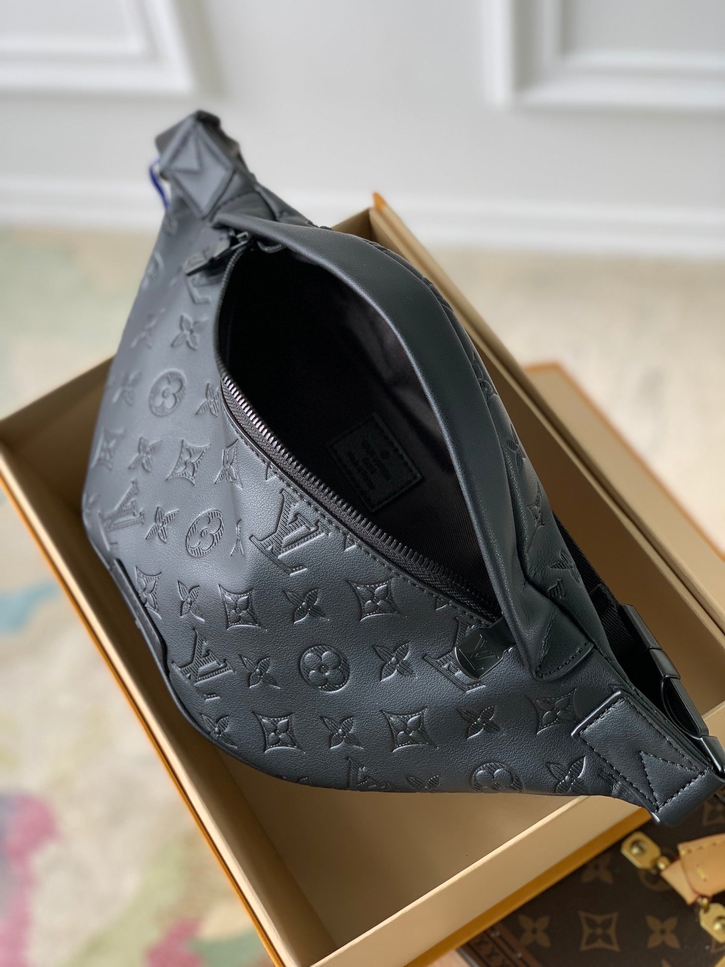Louis Vuitton Black Embossed Monogram Leather Fanny Pack Waist Bag
