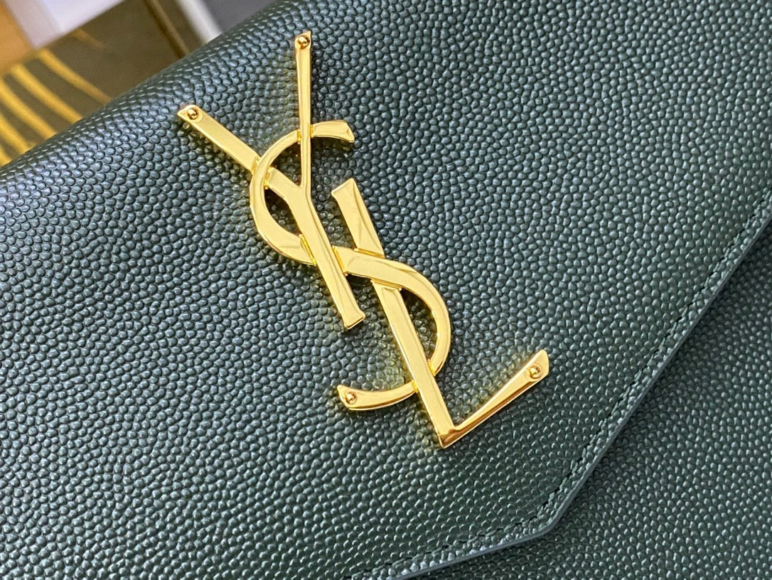 Saint Laurent Uptown Pouch in Grain de Poudre Embossed Leather - Black