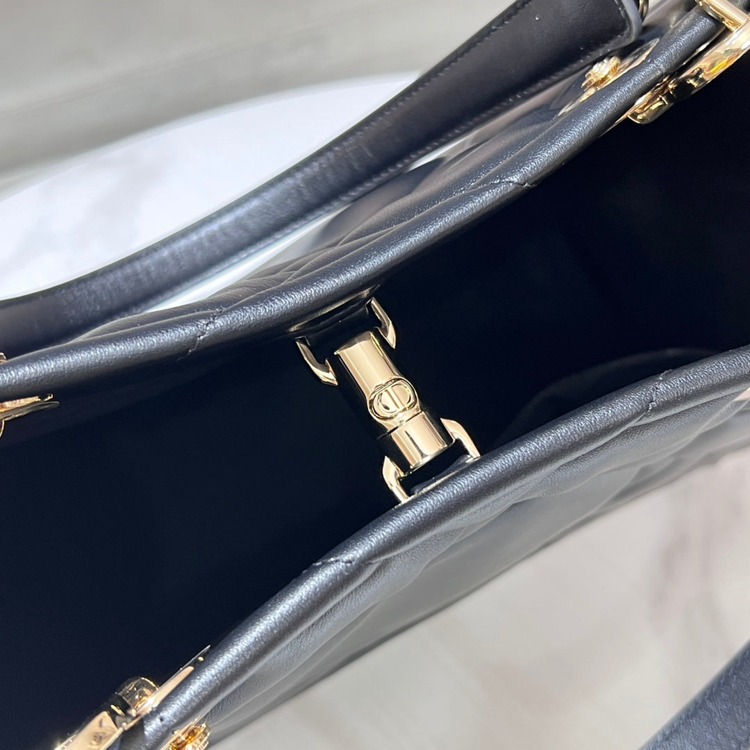 Christian Dior Toujours Bag Black Macrocannage Calfskin Large Tote