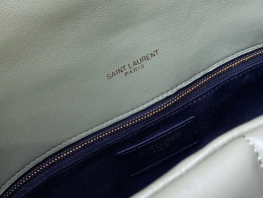 Saint Laurent Loulou Puffer Small Bag in Quilted Lambskin - Sage Green