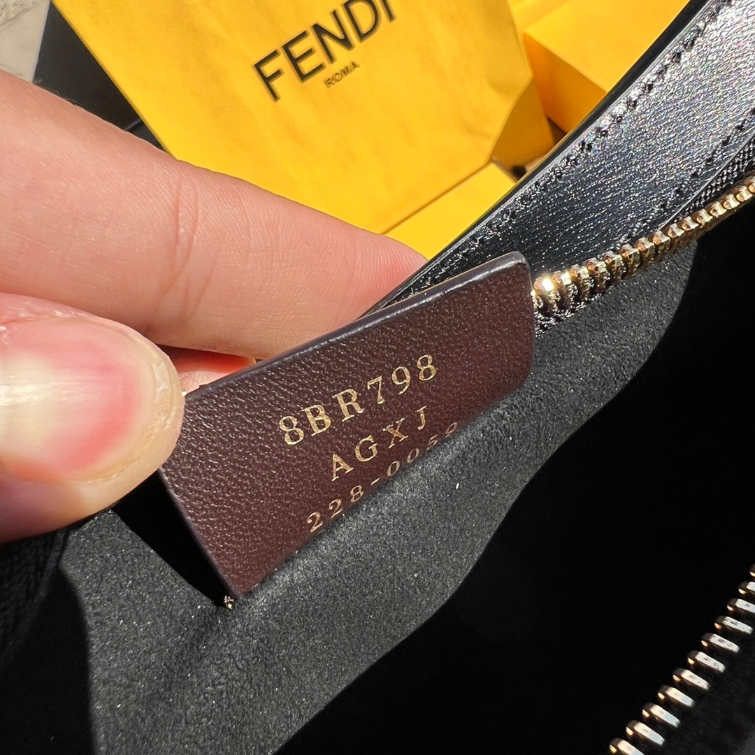 Fendi O'Lock Swing Black Leather Bag with Tortoiseshell and Metal Chain
