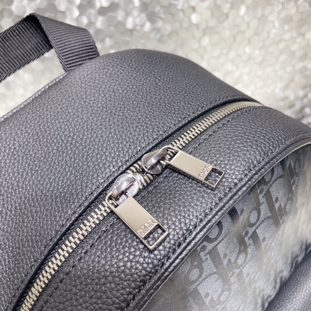 Dior Navy Blue Monogram Canvas Backpack with Buckle Front Flap