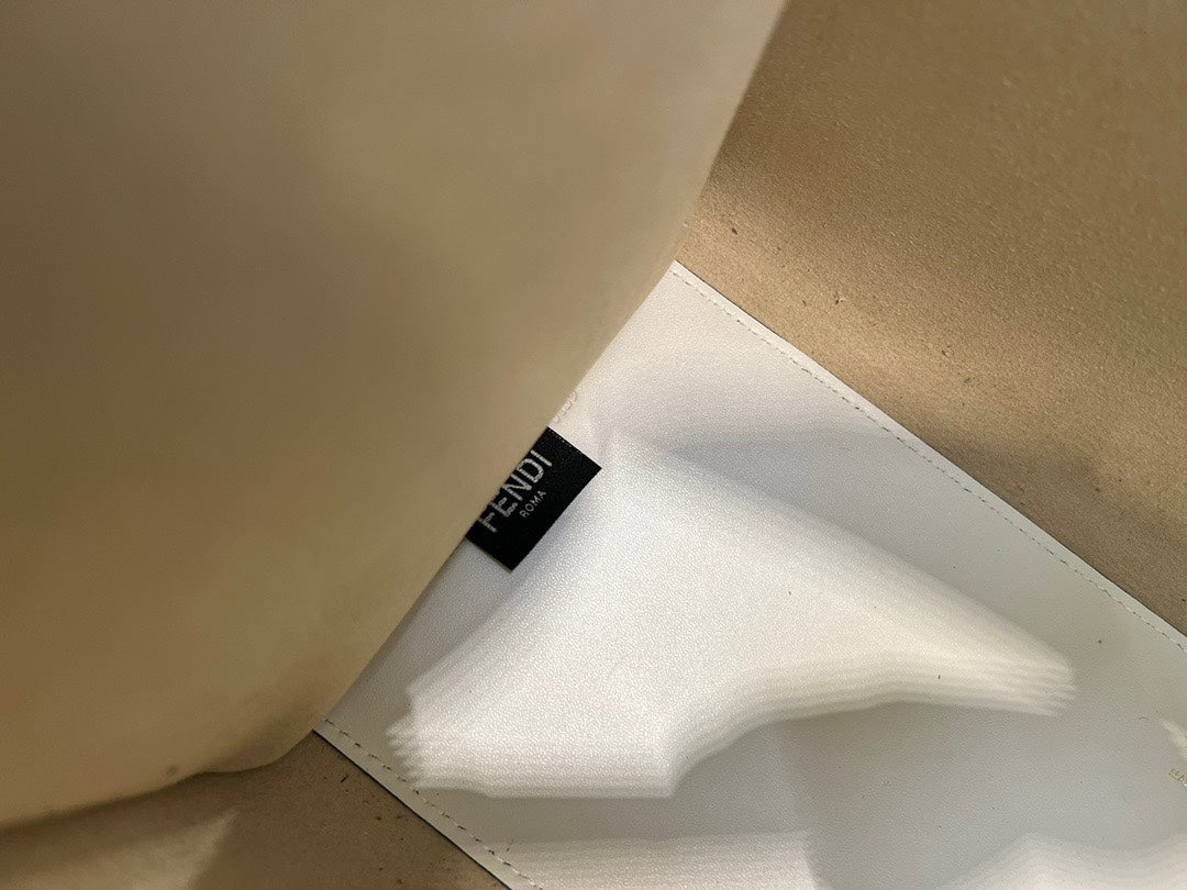 Fendi Sunshine Medium Shopper Bag - White Leather Tote with Tortoiseshell Handles