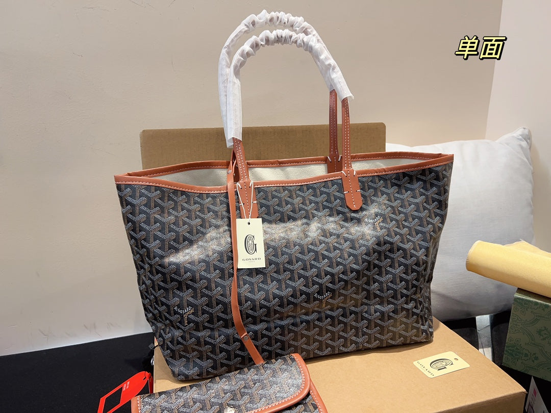 Gogy Classic Burgundy Chevron Tote Bag with Matching Pouch Canvas Handbag