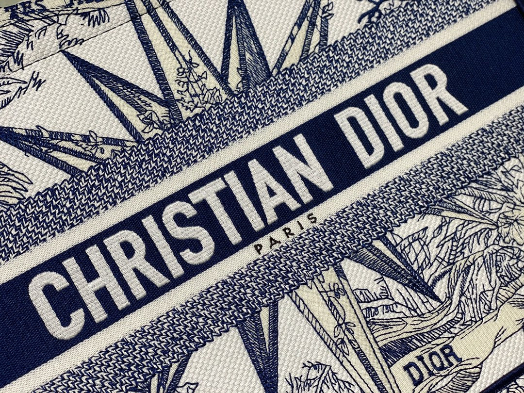 Christian Dior Large Book Tote Blue and White Constellation Embroidery Bag