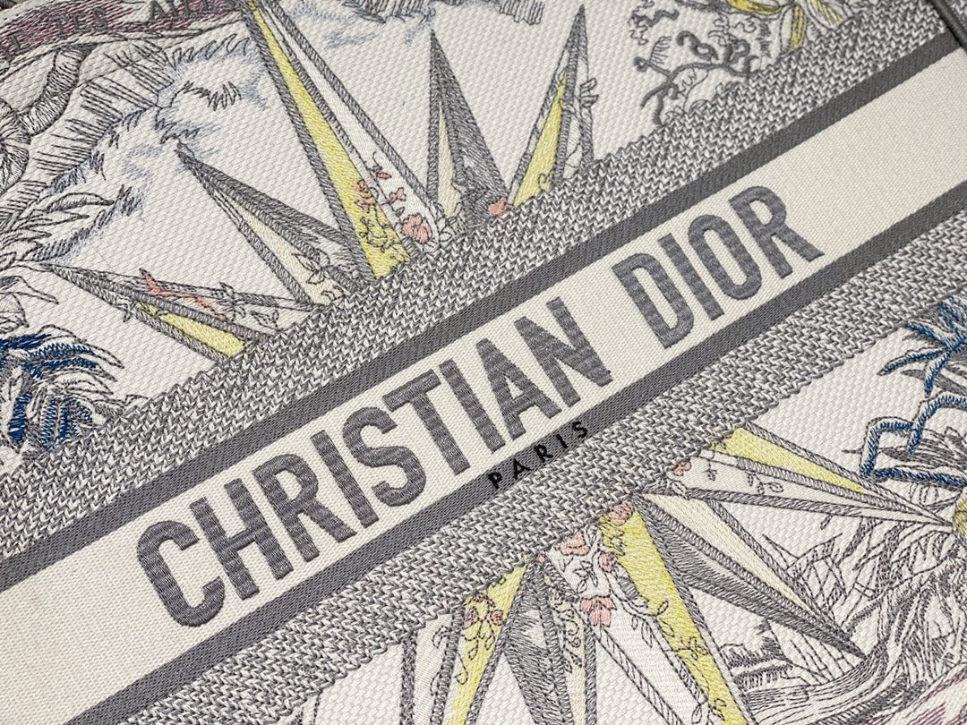 Dior Vintage Compass Star Embroidered Canvas Top-Handle Tote Bag