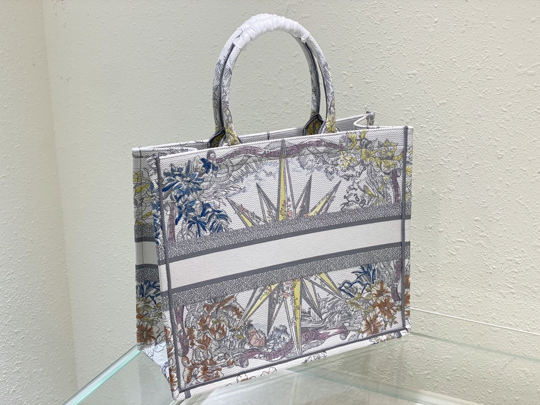 Dior Vintage Compass Star Embroidered Canvas Top-Handle Tote Bag