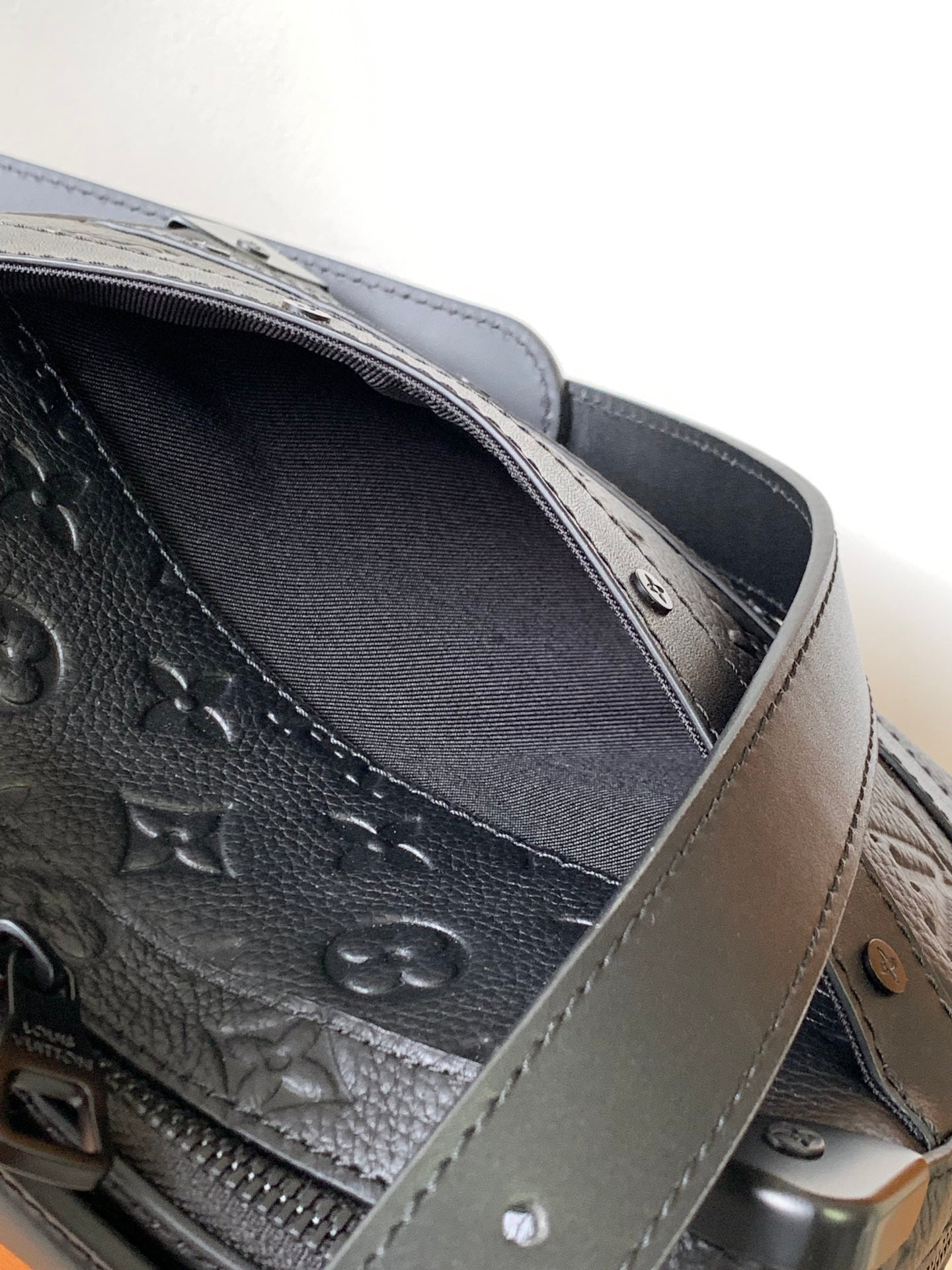 Louis Vuitton Luxury Matte Black Monogram Embossed Trunk Crossbody Bag