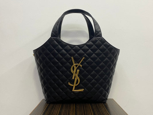 Saint Laurent Icare Maxi Shopping Bag in Quilted Lambskin - Black