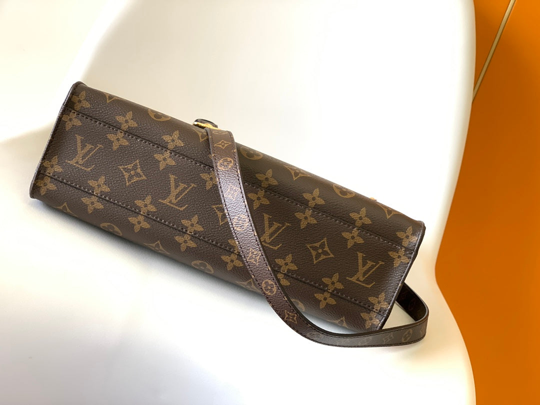 Louis Vuitton Classic Brown Monogram Canvas Square Tote Bag with Shoulder Strap