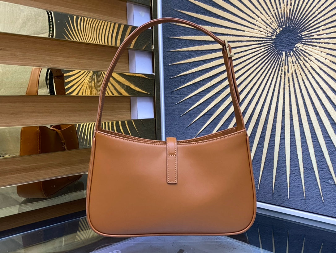 Saint Laurent Le 5 à 7 Small Leather Hobo Bag in Tan