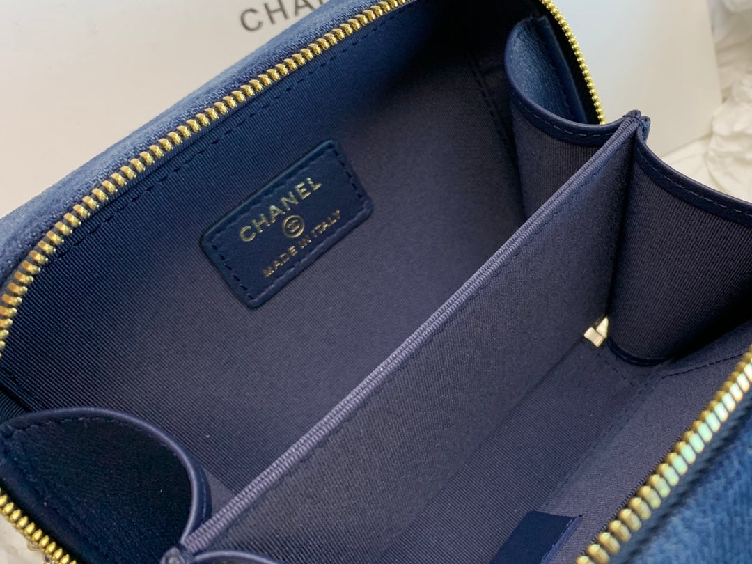 Chanel Blue Quilted Denim Mini Camera Case Bag with Silver-Tone Hardware