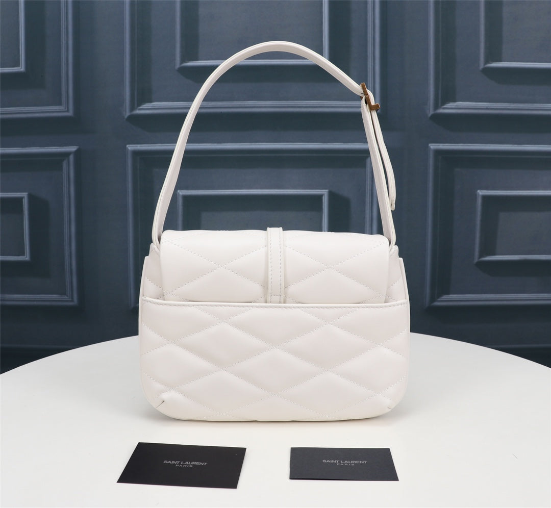 Saint Laurent Women's Gaby Medium Quilted Lambskin Shoulder Bag - White