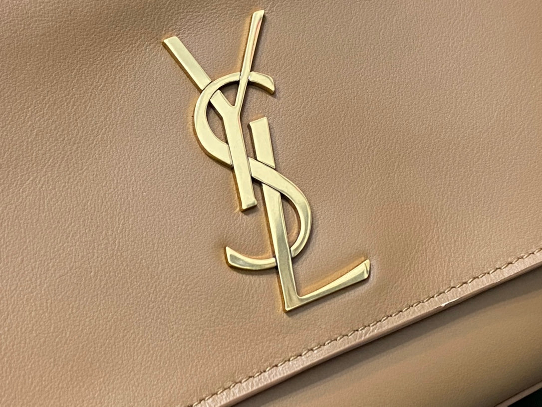Saint Laurent YSL Small Kate Monogram Shoulder Bag in Tan Leather and Suede