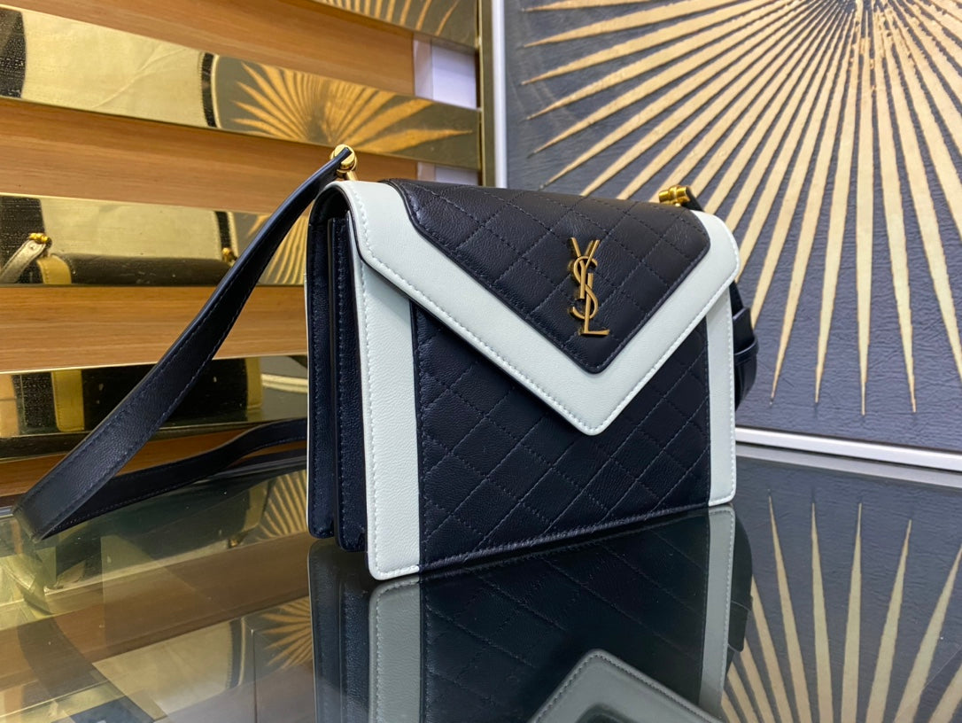 Saint Laurent Gaby Small Quilted Leather Shoulder Bag - Black/White