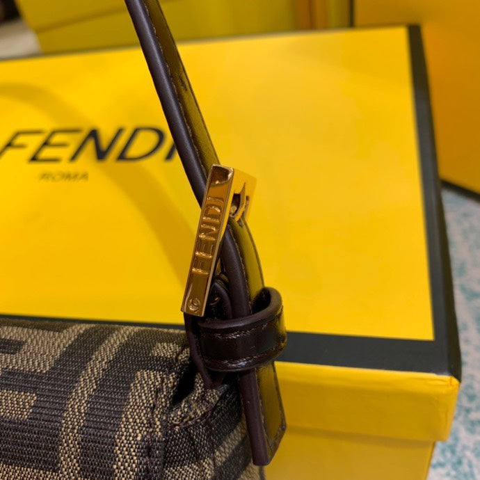 Fendi Vintage Baguette FF Monogram Zucca Canvas Shoulder Bag - Brown