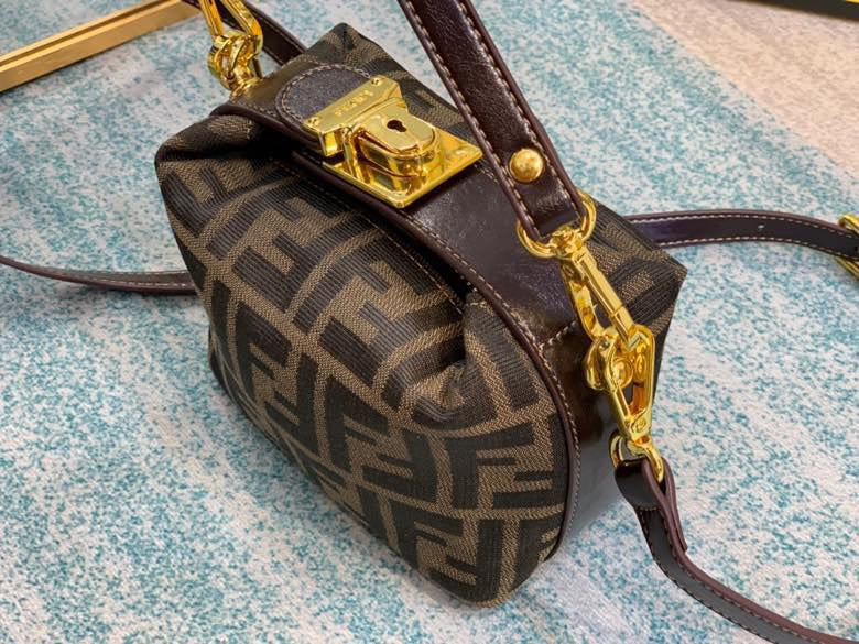 Fendi Nano Baguette Charm FF Zucca Canvas Crossbody Bag - Brown/Tobacco