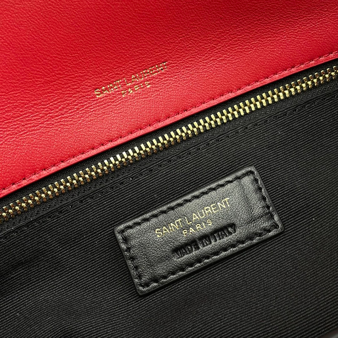 Saint Laurent Niki Medium Quilted Red Leather Shoulder Bag with Gold Hardware