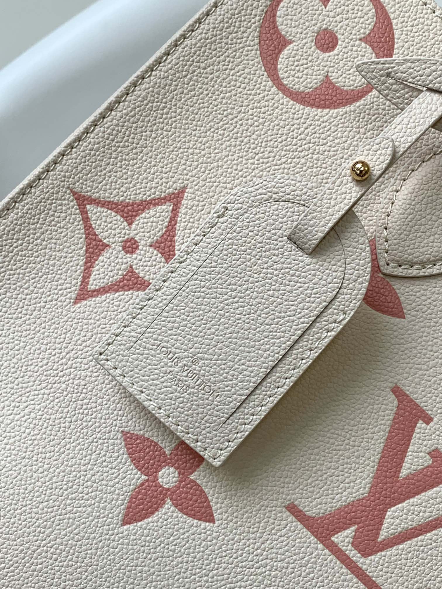 Louis Vuitton Large Beige and Pink Floral Monogram Pattern Luxury Tote Bag