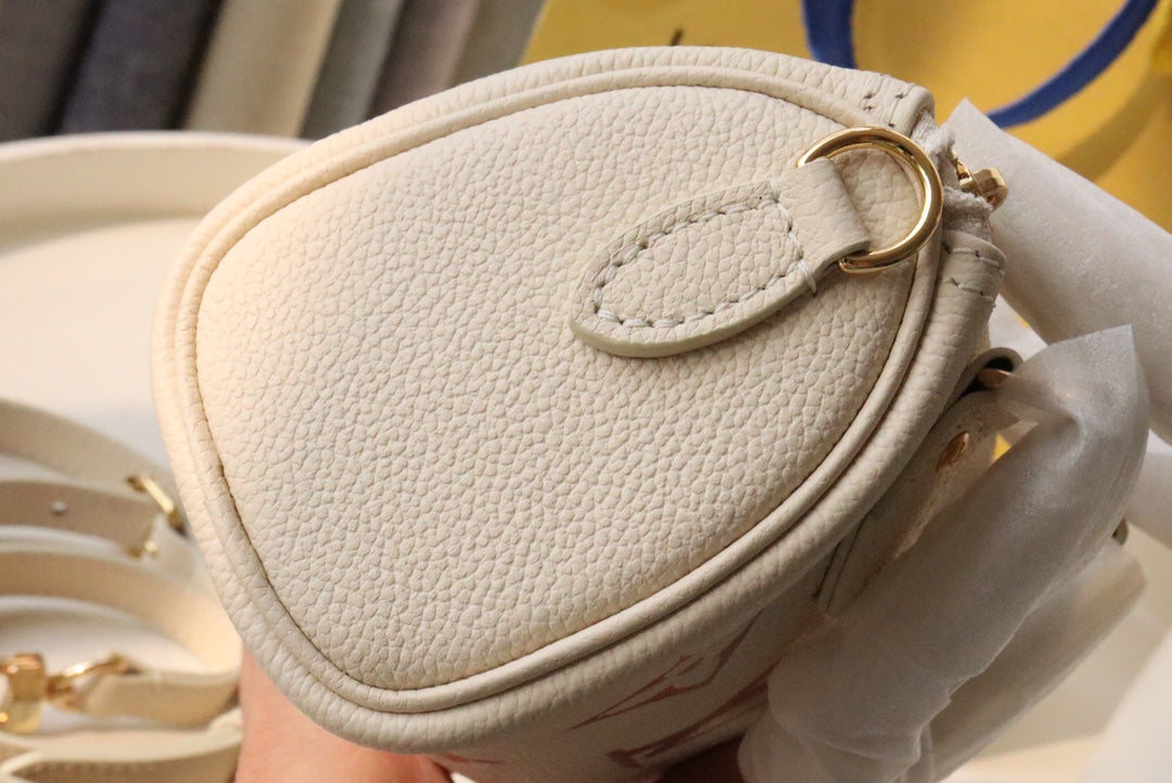 Louis Vuitton Beige Leather Mini Top Handle Handbag with Pink Monogram