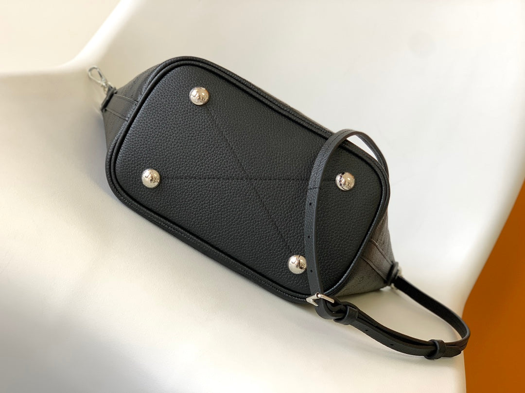 Louis Vuitton Classic Black Embossed Monogram Leather Shoulder Tote Bag
