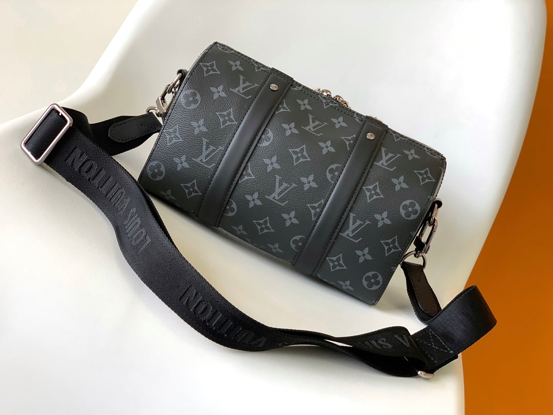 Louis Vuitton Classic Dark Monogram Mini Cylinder Duffle Crossbody Bag