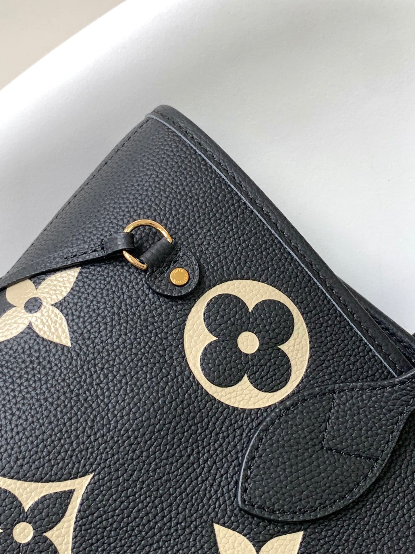 Louis Vuitton Classic Black Embossed Monogram Leather Tote Shoulder Bag