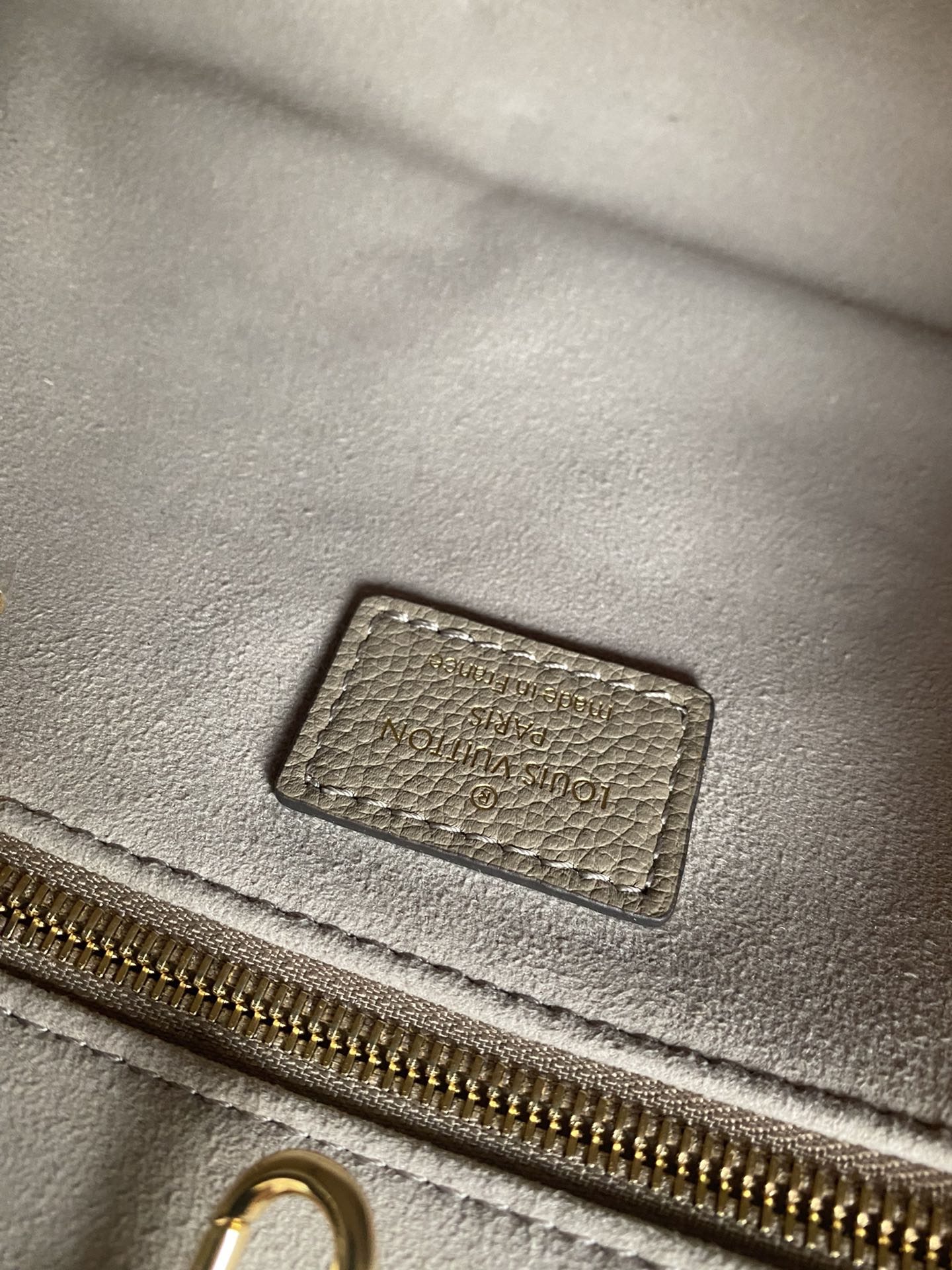 Louis Vuitton Taupe Textured Leather Monogram Tote Bag with Top Handles