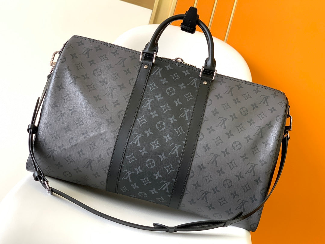 Louis Vuitton Grey Monogram Canvas Travel Duffle Bag with Shoulder Strap