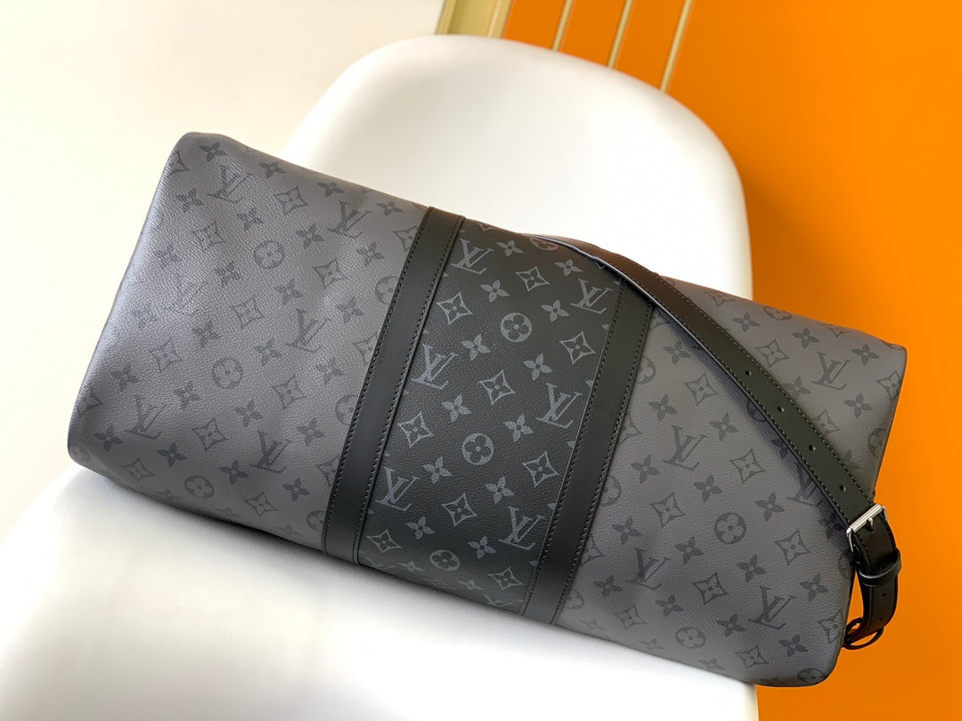 Louis Vuitton Grey Monogram Canvas Travel Duffle Bag with Shoulder Strap