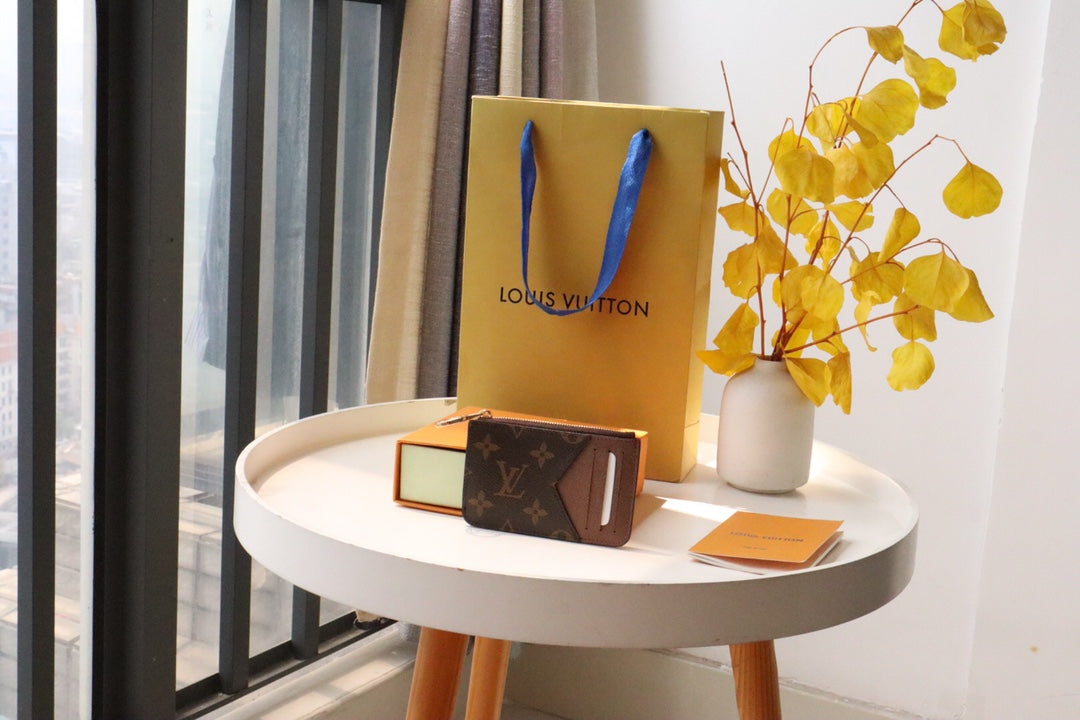 Louis Vuitton Classic Brown Monogram Canvas Card Holder Slim Wallet