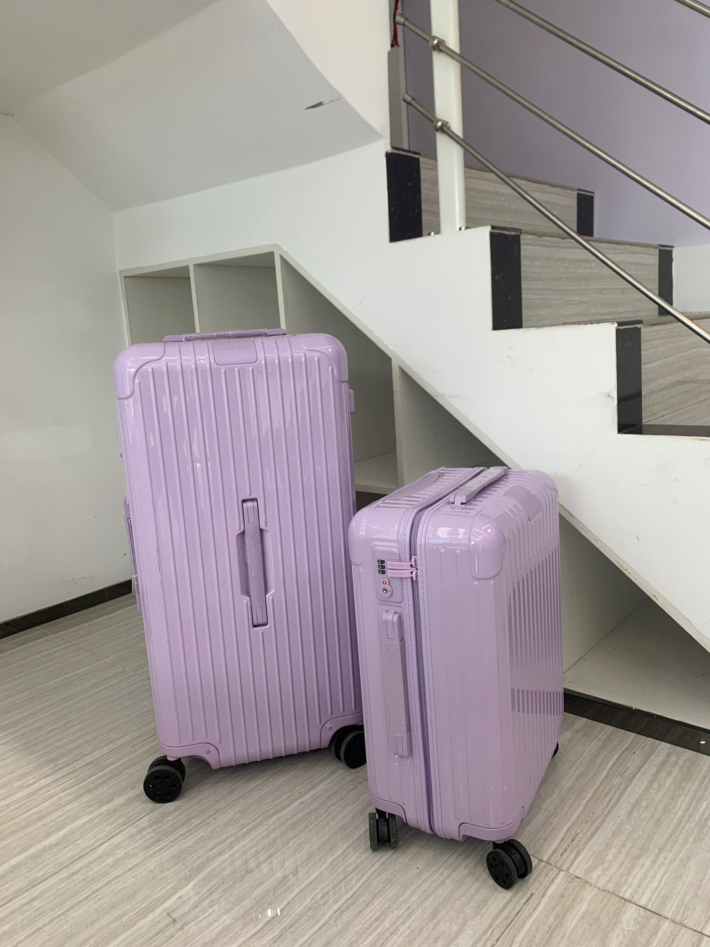 Pastel Purple Ribbed Hardshell Spinner Luggage Set 2-Piece