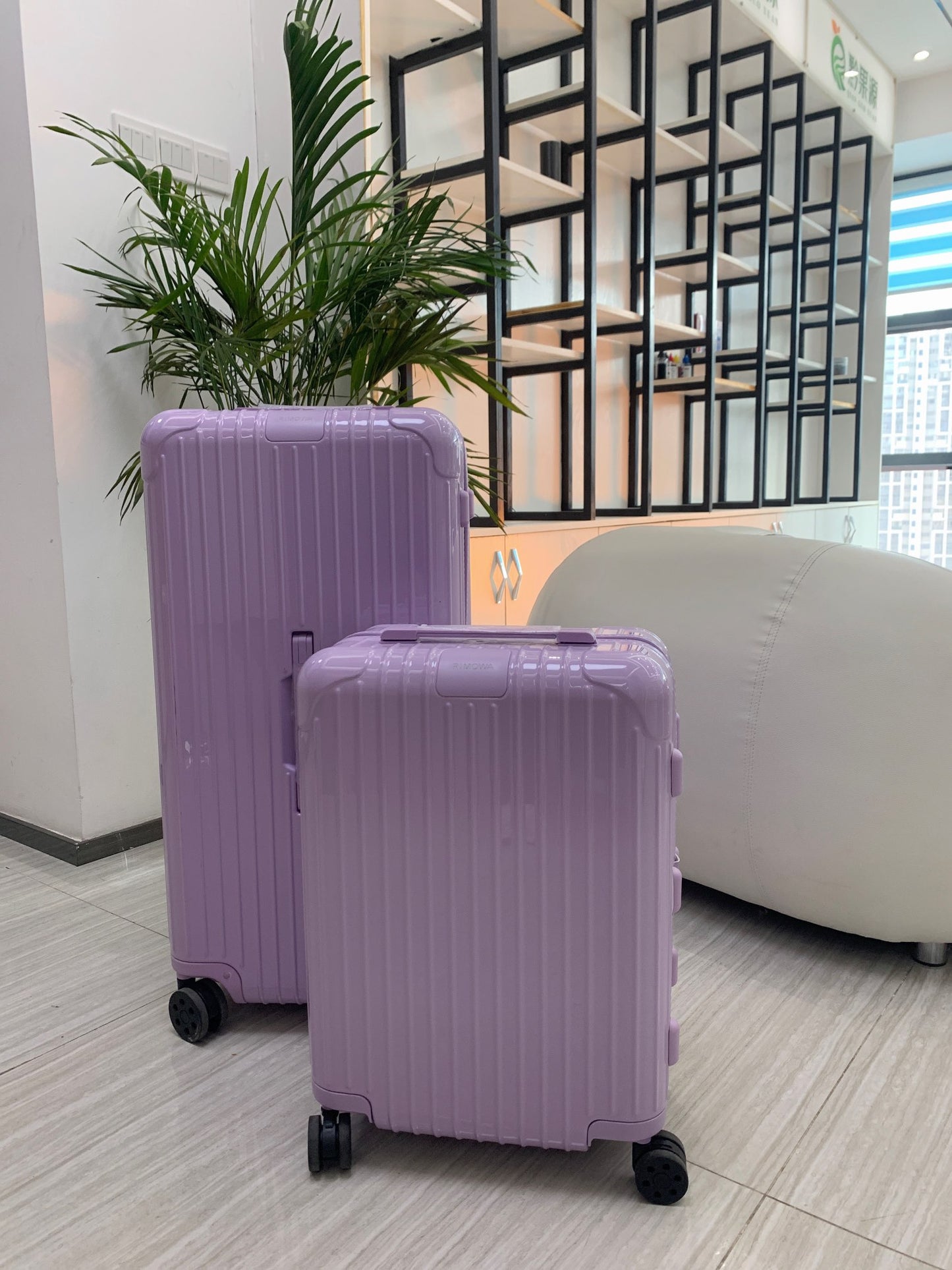 Pastel Purple Ribbed Hardshell Spinner Luggage Set 2-Piece