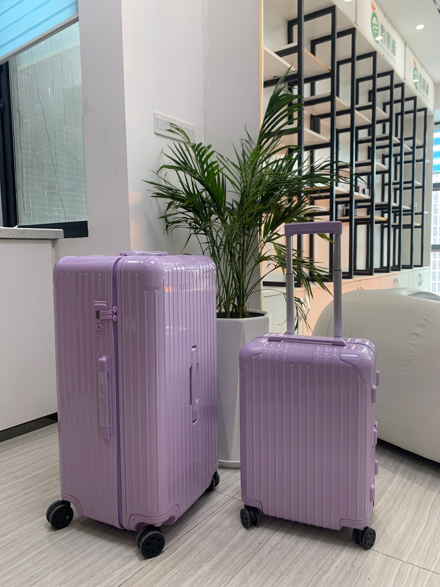 Pastel Purple Ribbed Hardshell Spinner Luggage Set 2-Piece
