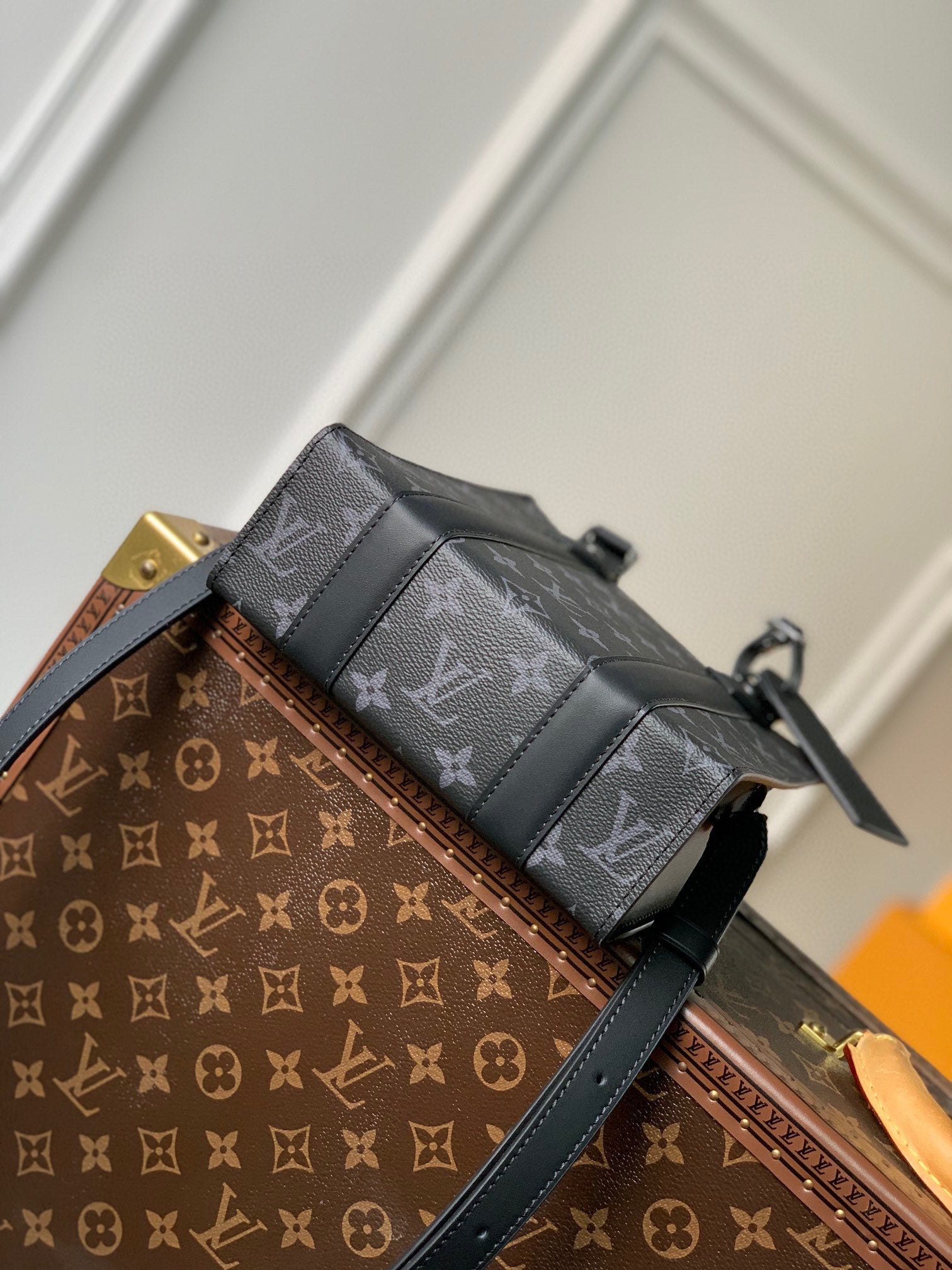 Louis Vuitton Black Monogram Mini Tote Bag with Adjustable Crossbody Strap