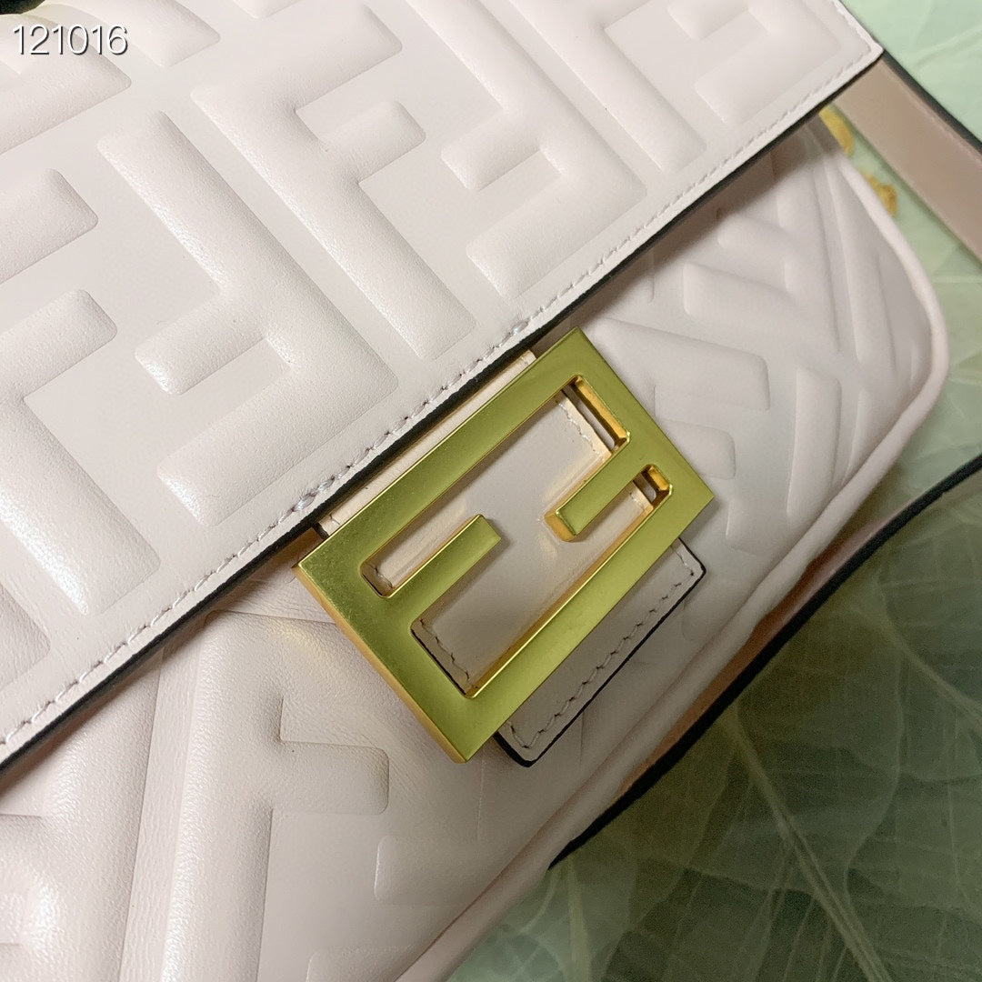 Fendi Baguette Light Pink Embossed Nappa Leather Bag