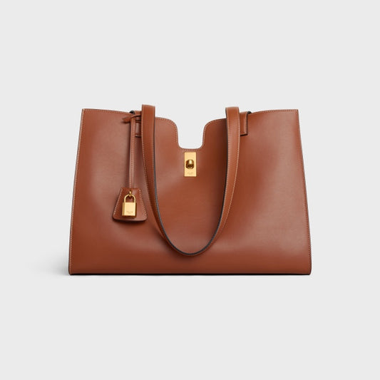 Celine Cabas 16 Medium Tote Bag in Tan Smooth Calfskin