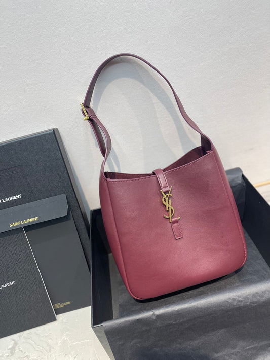 Saint Laurent Small 5 à 7 Hobo Bag in Burgundy Smooth Leather