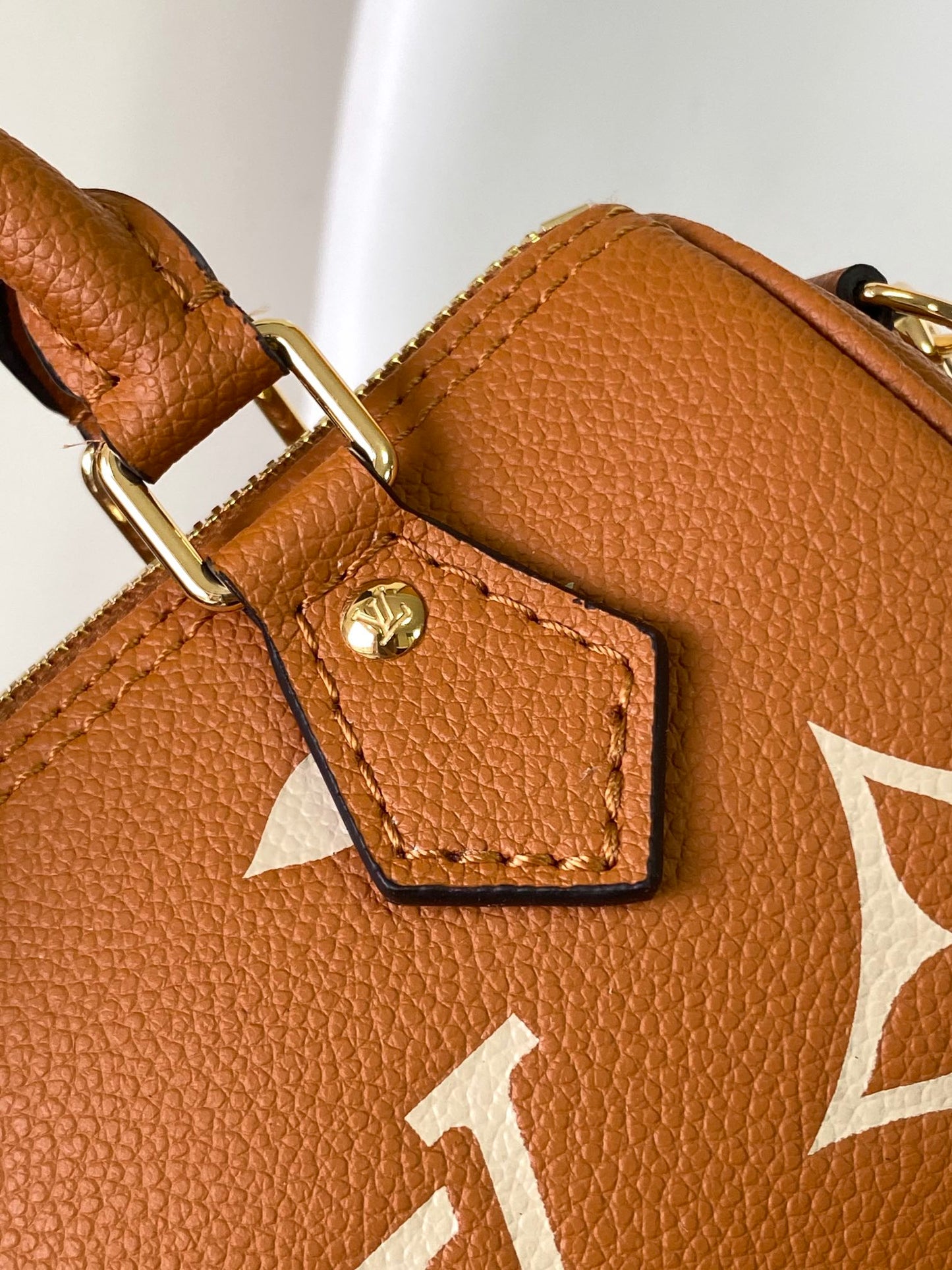 Louis Vuitton Classic Tan Monogram Mini Duffle Handbag with Adjustable Shoulder Strap