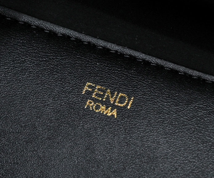 Fendace Sunshine Medium Black Leather Tote Bag - Fendi x Versace Collaboration