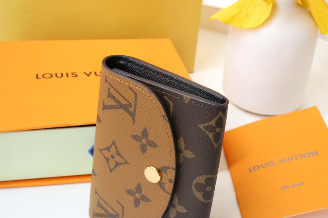 Louis Vuitton Classic Brown Monogram Leather Envelope Card Holder Wallet