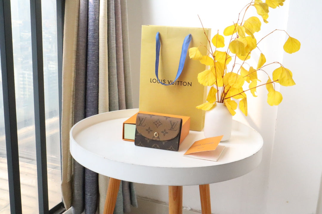 Louis Vuitton Classic Brown Monogram Leather Envelope Card Holder Wallet