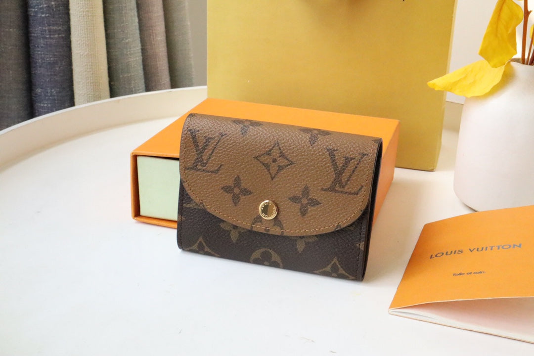 Louis Vuitton Classic Brown Monogram Leather Envelope Card Holder Wallet